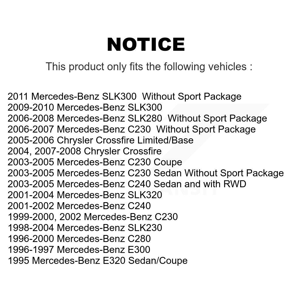 [Arrière] Kit de disque (revêtu) de frein pour Mercedes-Benz C230 C240 Chrysler Crossfire SLK230 C280 SLK320 SLK280 SLK300 KG-100506