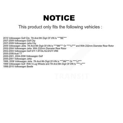 [Arrière] Kit de disque (revêtu) de frein pour Volkswagen Jetta Beetle Golf Audi TT City KG-100507