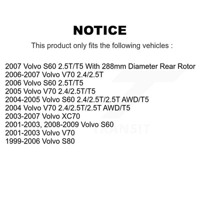 [Arrière] Kit de disque (revêtu) de frein pour Volvo S60 V70 XC70 S80 KG-100515