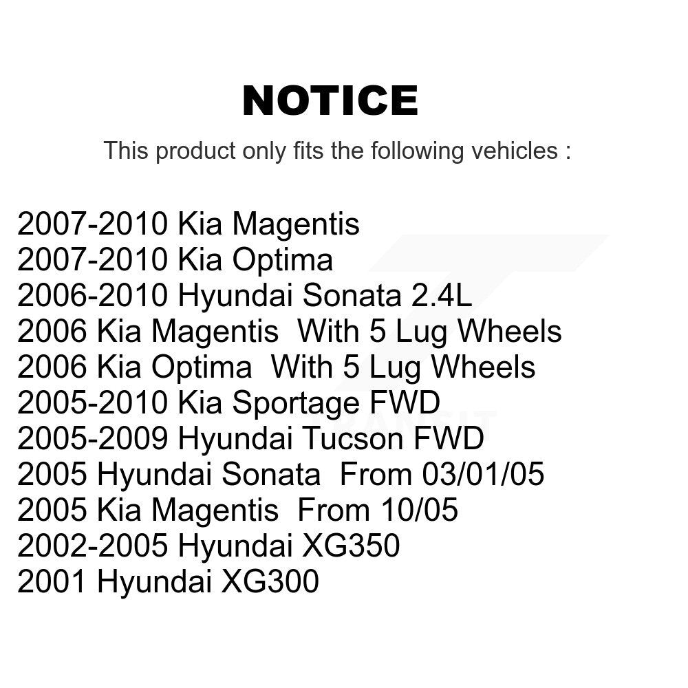 [Arrière] Kit de disque (revêtu) de frein pour Hyundai Sonata Kia Sportage Tucson Optima XG350 XG300 Magentis KG-100523