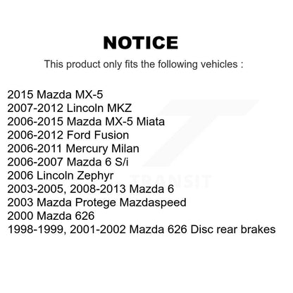 [Arrière] Kit de disque (revêtu) de frein pour Ford Fusion Mazda 6 Lincoln MKZ Mercury Milan MX-5 Miata 626 Zephyr Protege KG-100532