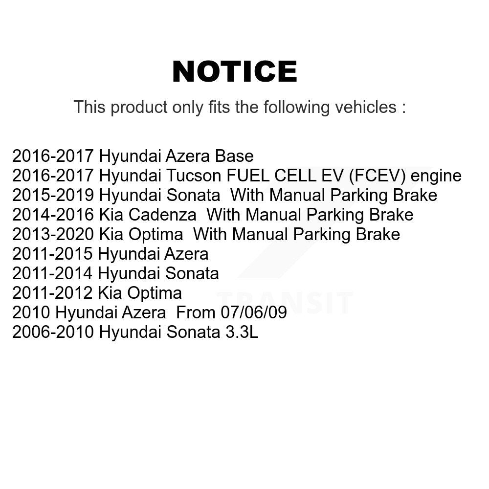 [Arrière] Kit de disque (revêtu) de frein pour Hyundai Sonata Kia Optima Tucson Azera Cadenza KG-100566