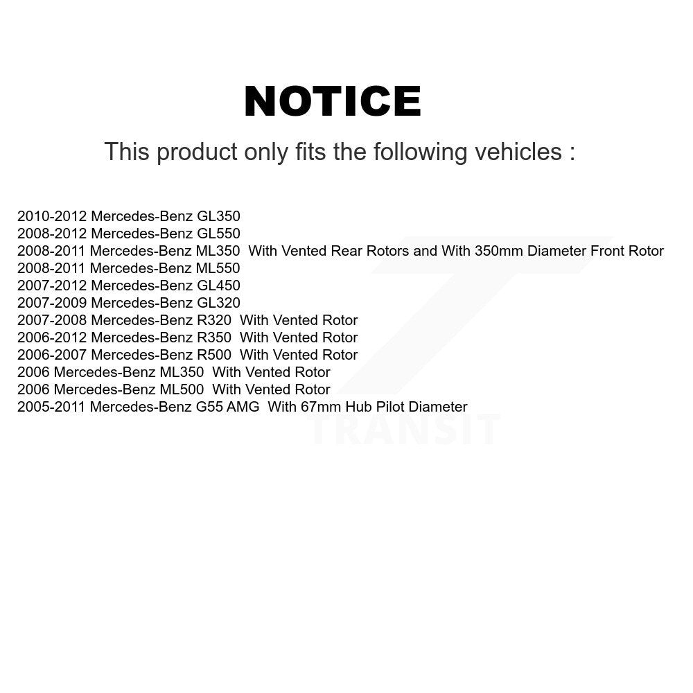 [Arrière] Kit de disque (revêtu) de frein pour Mercedes-Benz ML350 GL450 R350 GL550 GL350 ML500 ML550 GL320 R500 R320 KG-100568