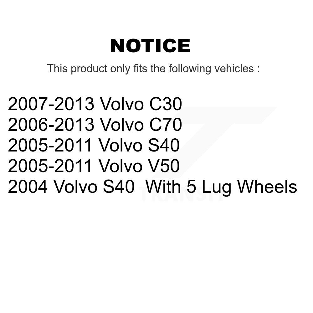 [Arrière] Kit de disque (revêtu) de frein pour Volvo S40 C70 C30 V50 KG-100589