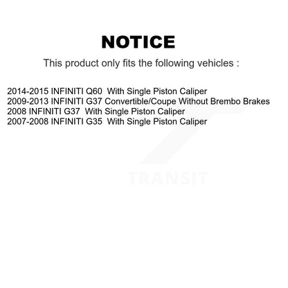 [Arrière] Kit de disque (revêtu) de frein pour INFINITI G37 G35 Q60 KG-100592