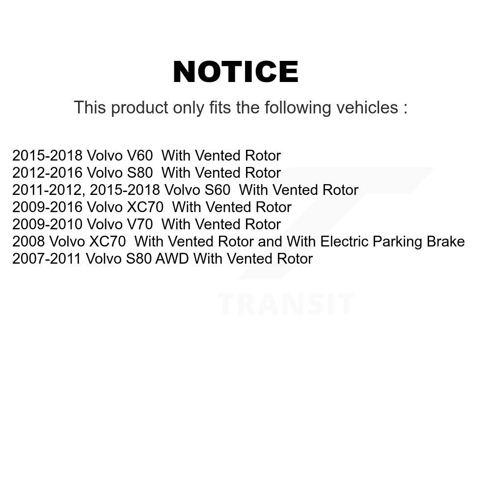 [Arrière] Kit de disque (revêtu) de frein pour Volvo S60 XC70 S80 V60 V70 KG-100602