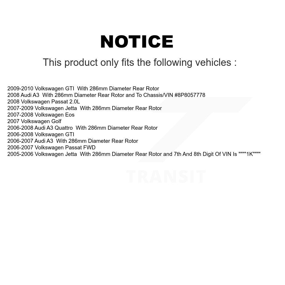 [Arrière] Kit de disque (revêtu) de frein pour Volkswagen Jetta Passat GTI Eos Audi A3 Quattro Golf KG-100612