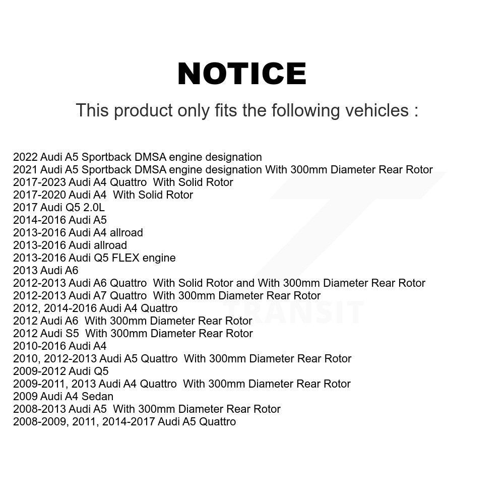 [Arrière] Kit de disque (revêtu) de frein pour Audi Q5 A4 Quattro A5 A7 allroad A6 S5 Sportback KG-100614