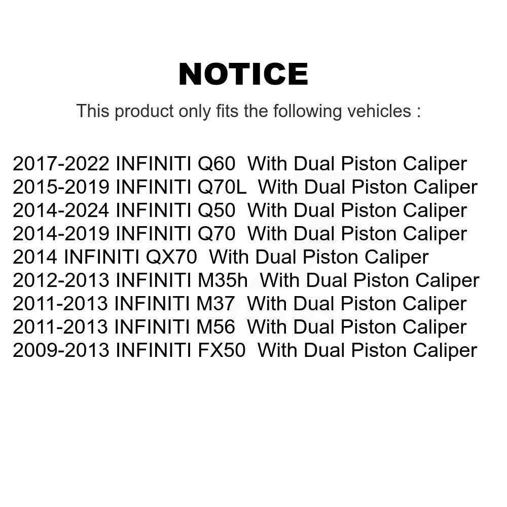 [Arrière] Kit de disque (revêtu) de frein pour INFINITI Q50 M37 Q60 Q70 Q70L QX70 M56 FX50 KG-100644