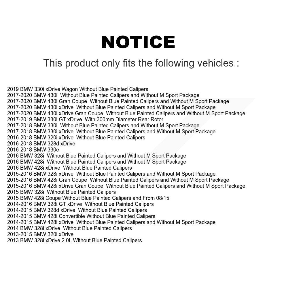 [Arrière] Kit de disque (revêtu) de frein pour BMW 328i xDrive 320i 330i 428i 430i Gran Coupe GT 328d 330e KG-100662