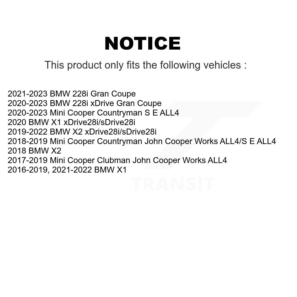 [Arrière] Kit de disque (revêtu) de frein pour BMW X1 Mini Cooper Countryman X2 Clubman 228i xDrive Gran Coupe KG-100678