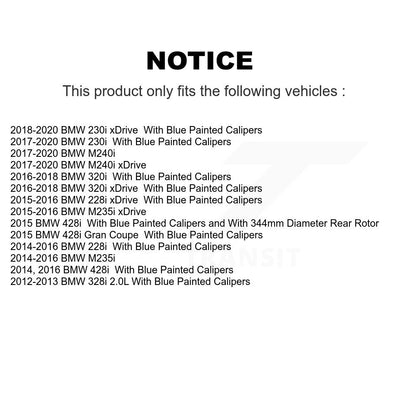 [Arrière] Kit de disque (revêtu) de frein pour BMW 328i 428i 320i xDrive 228i M235i 230i Gran Coupe M240i KG-100686