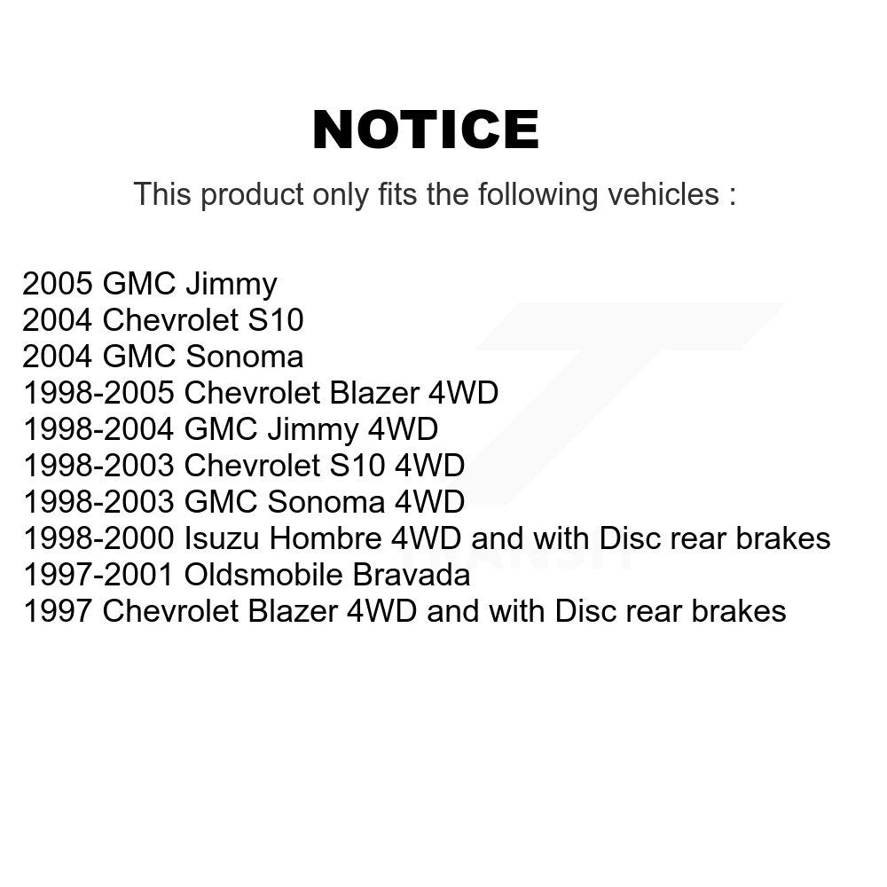 [Avant + Arrière] Kit de disque (revêtu) de frein pour Chevrolet S10 Blazer GMC Sonoma Jimmy Oldsmobile Bravada Isuzu Hombre KG-100695