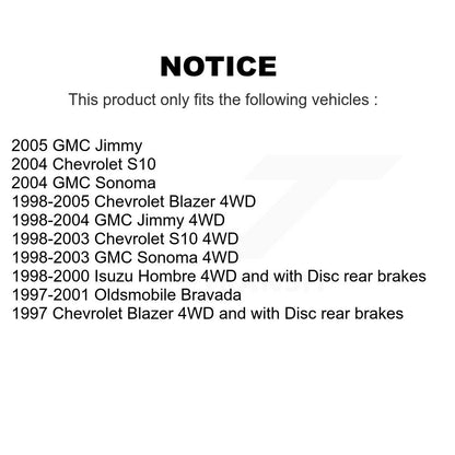 [Avant + Arrière] Kit de disque (revêtu) de frein pour Chevrolet S10 Blazer GMC Sonoma Jimmy Oldsmobile Bravada Isuzu Hombre KG-100695