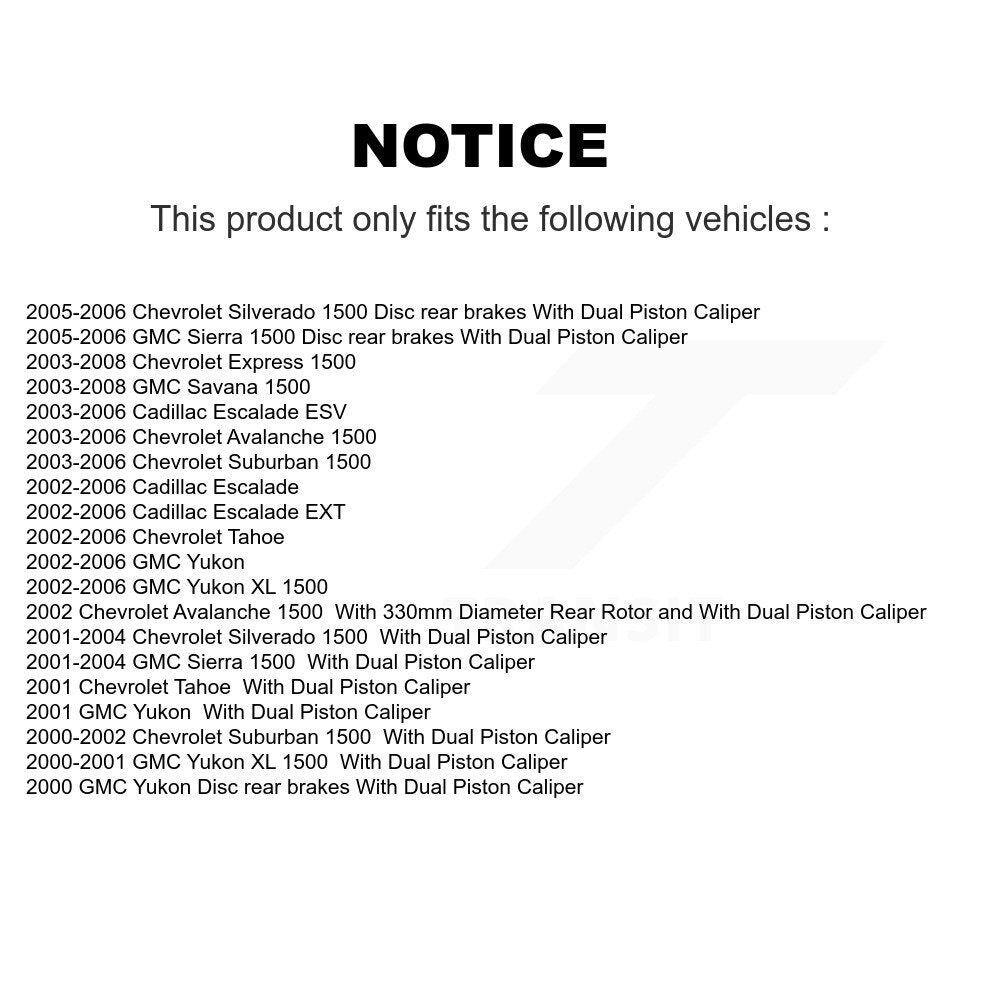 [Avant + Arrière] Kit de disque (revêtu) de frein pour Chevrolet Silverado 1500 GMC Tahoe Sierra Suburban Yukon Avalanche XL Cadillac Escalade Express ESV EXT Savana KG-100699