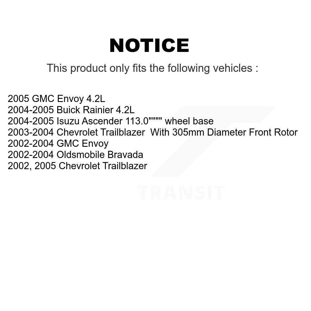 [Avant + Arrière] Kit de disque (revêtu) de frein pour Chevrolet Trailblazer GMC Envoy Buick Rainier Oldsmobile Bravada Isuzu Ascender KG-100707