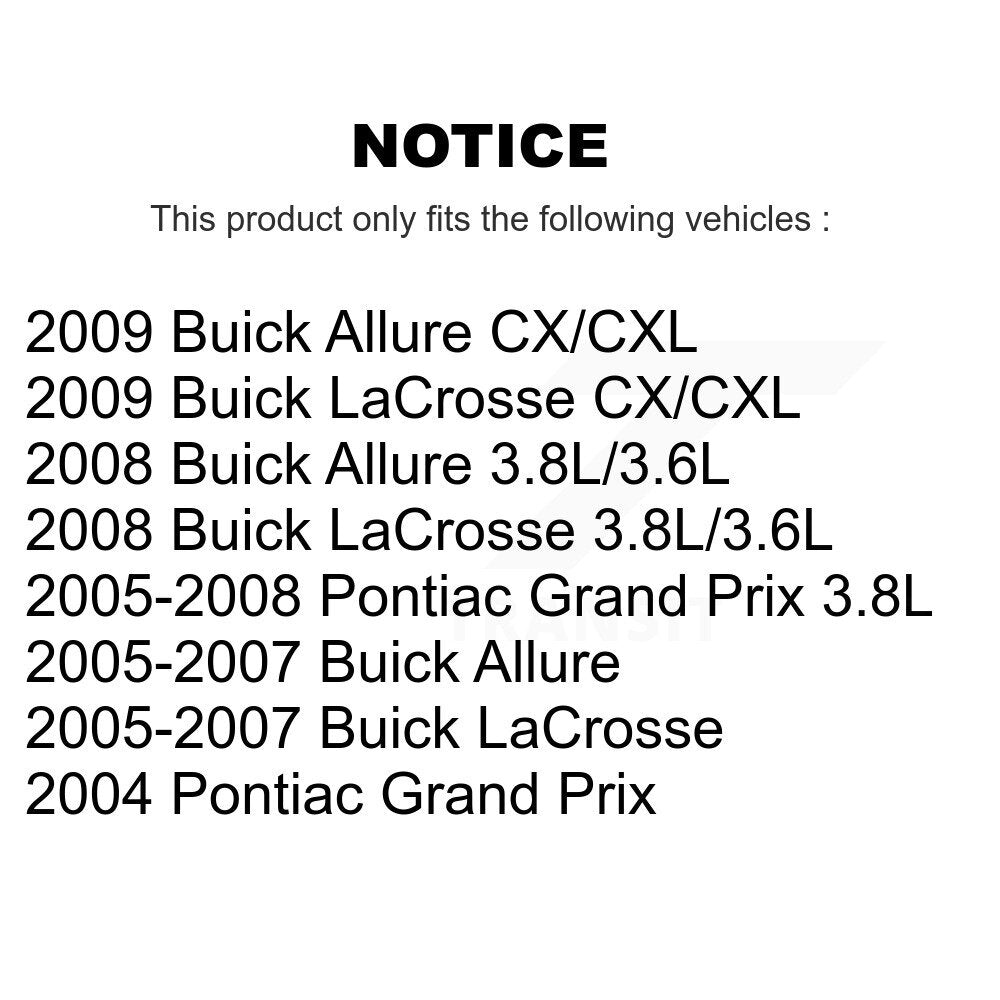 [Avant + Arrière] Kit de disque (revêtu) de frein pour Pontiac Grand Prix Buick LaCrosse Allure KG-100713