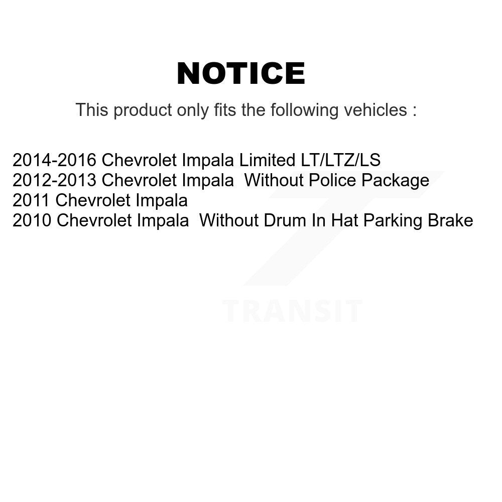 [Avant + Arrière] Kit de disque (revêtu) de frein pour Chevrolet Impala Limited KG-100729