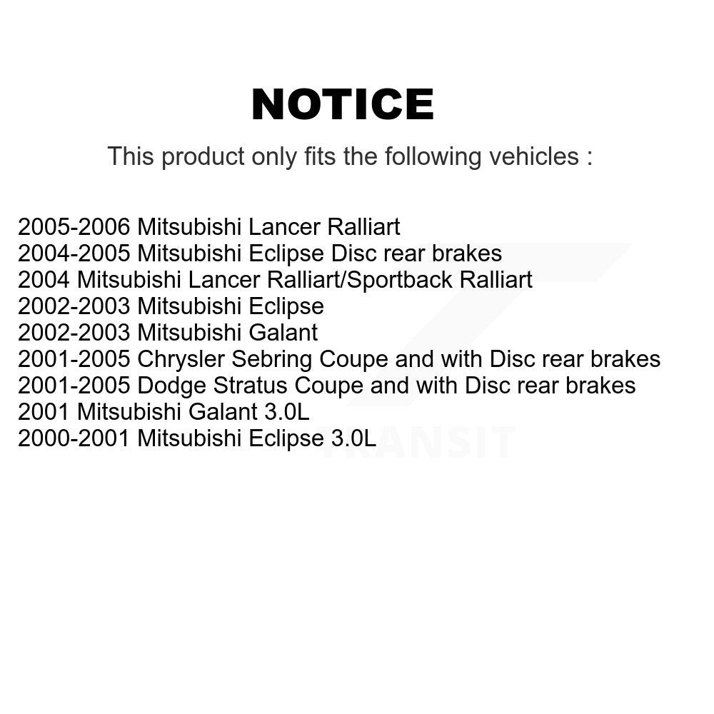 [Avant + Arrière] Kit de disque (revêtu) de frein pour Mitsubishi Chrysler Sebring Dodge Stratus Eclipse Galant Lancer KG-100821