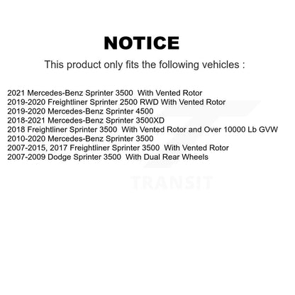 [Avant + Arrière] Kit de disque (revêtu) de frein pour Sprinter 3500 Mercedes-Benz Freightliner Dodge 2500 4500 3500XD KG-100846