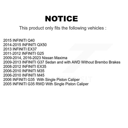 [Avant + Arrière] Kit de disque (revêtu) de frein pour Nissan INFINITI Maxima G37 G35 M35 350Z EX35 370Z G25 M45 Q40 QX50 EX37 KG-100968