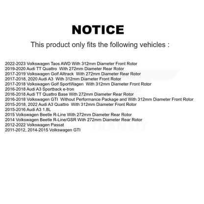 [Avant + Arrière] Kit de disque (revêtu) de frein pour Volkswagen Passat GTI Audi A3 Beetle Quattro Golf Alltrack Sportback e-tron Taos KG-100997