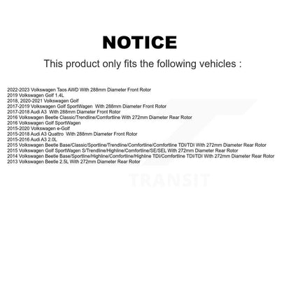 [Avant + Arrière] Kit de disque (revêtu) de frein pour Volkswagen Audi Beetle A3 Golf SportWagen Quattro e-Golf Taos KG-101016