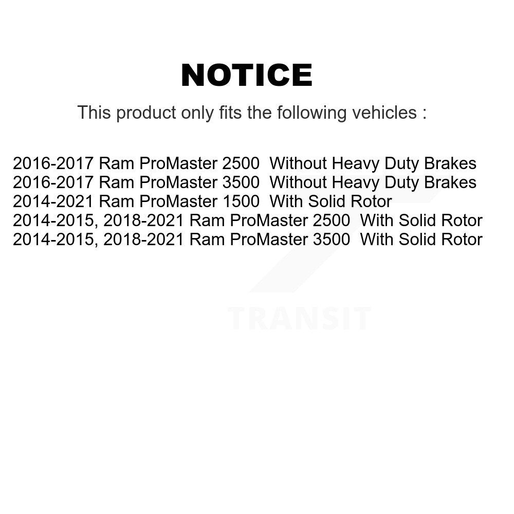 [Avant + Arrière] Kit de disque (revêtu) de frein pour Ram ProMaster 1500 2500 3500 KG-101245