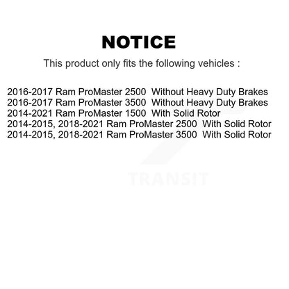 [Avant + Arrière] Kit de disque (revêtu) de frein pour Ram ProMaster 1500 2500 3500 KG-101245