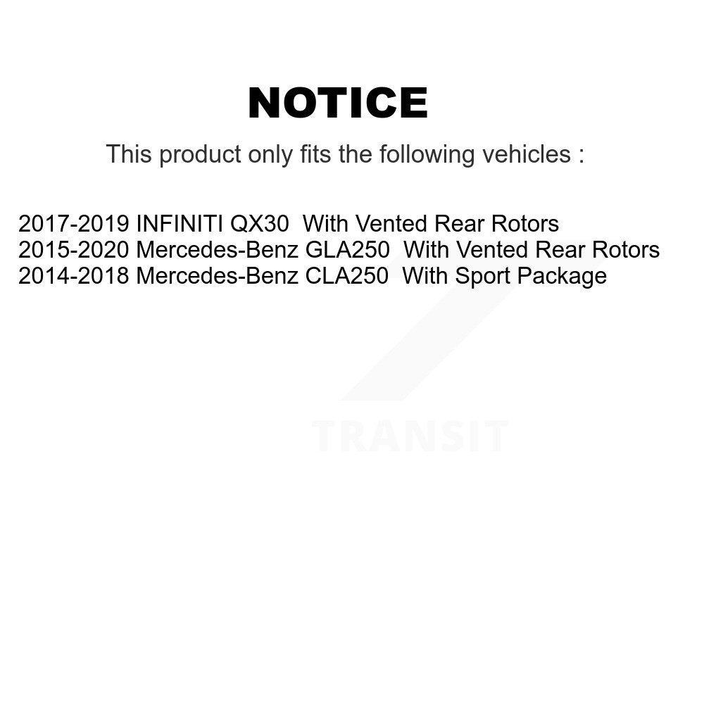 [Arrière] Kit de disque (revêtu) de frein pour Mercedes-Benz CLA250 GLA250 INFINITI QX30 KG-101375