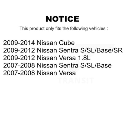 [Avant + Arrière] Kit d'ensemble disque de frein à disque et moyeu pour Nissan Sentra Versa Cube KG-101436