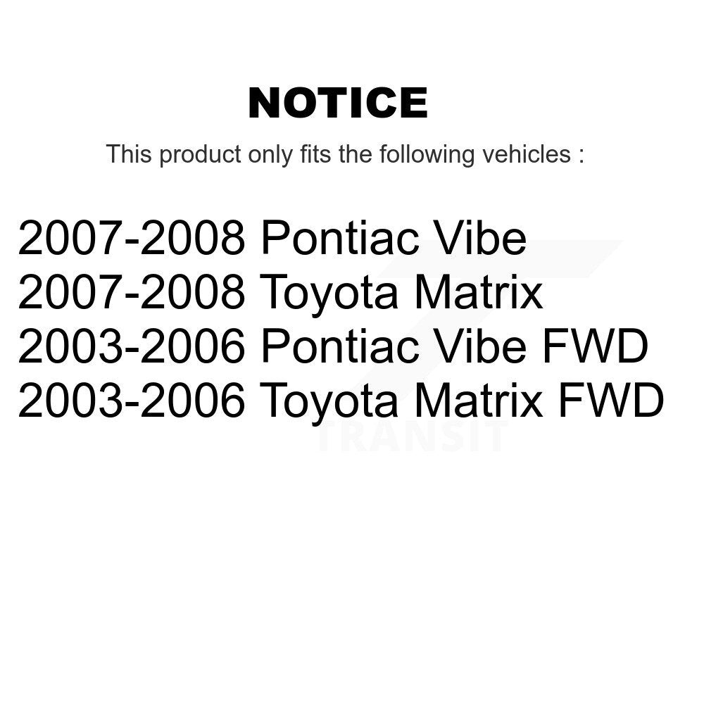 [Avant + Arrière] Kit d'ensemble disque de frein à disque et moyeu pour Toyota Matrix Pontiac Vibe KG-101450