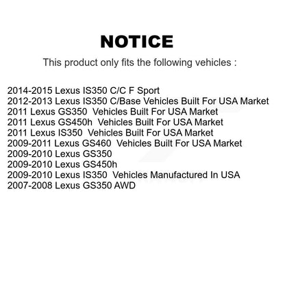 [Avant + Arrière] Kit de disque (revêtu) de frein pour Lexus GS350 IS350 GS450h GS460 KG-101474