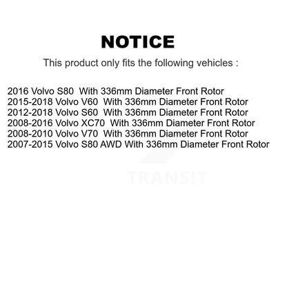 [Avant] Kit de disque (revêtu) de frein pour Volvo S60 XC70 S80 V60 V70 avec 336mm Diameter Rotor KG-101516