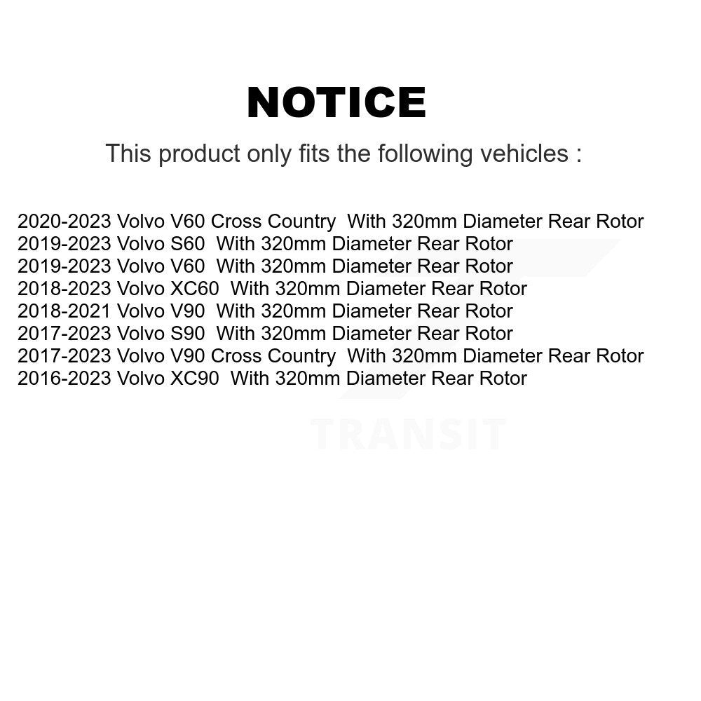 [Arrière] Kit de disque (revêtu) de frein pour Volvo XC90 XC60 S90 S60 V90 Cross Country V60 KG-101645