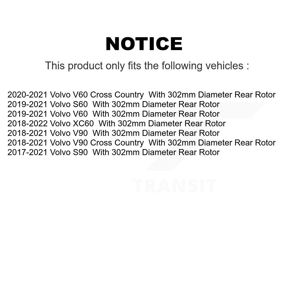 [Arrière] Kit de disque (revêtu) de frein pour Volvo XC60 S90 S60 V90 Cross Country V60 avec 302mm Diameter Rotor KG-101656