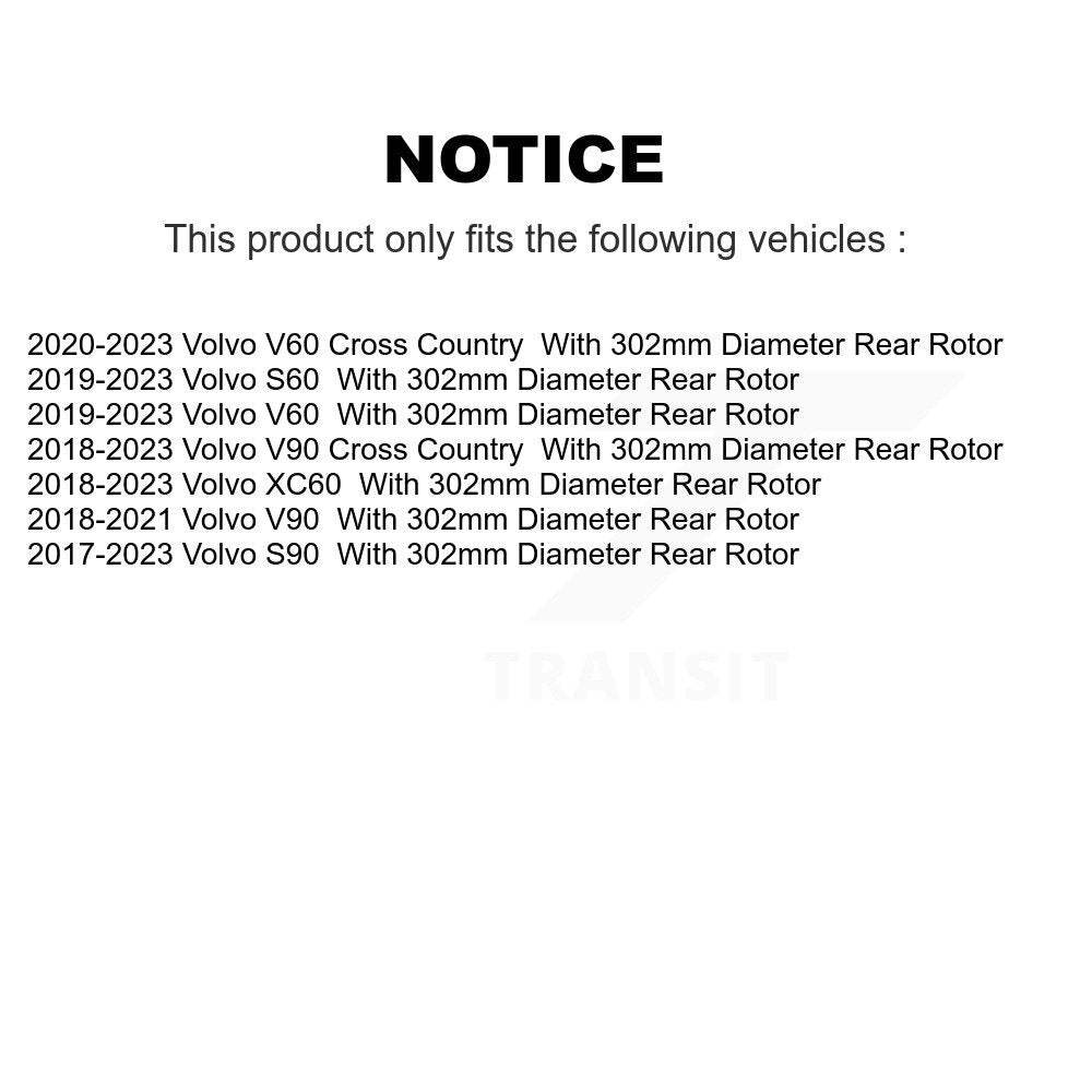 [Arrière] Kit de disque (revêtu) de frein pour Volvo XC60 S90 S60 V90 Cross Country V60 avec 302mm Diameter Rotor KG-101656