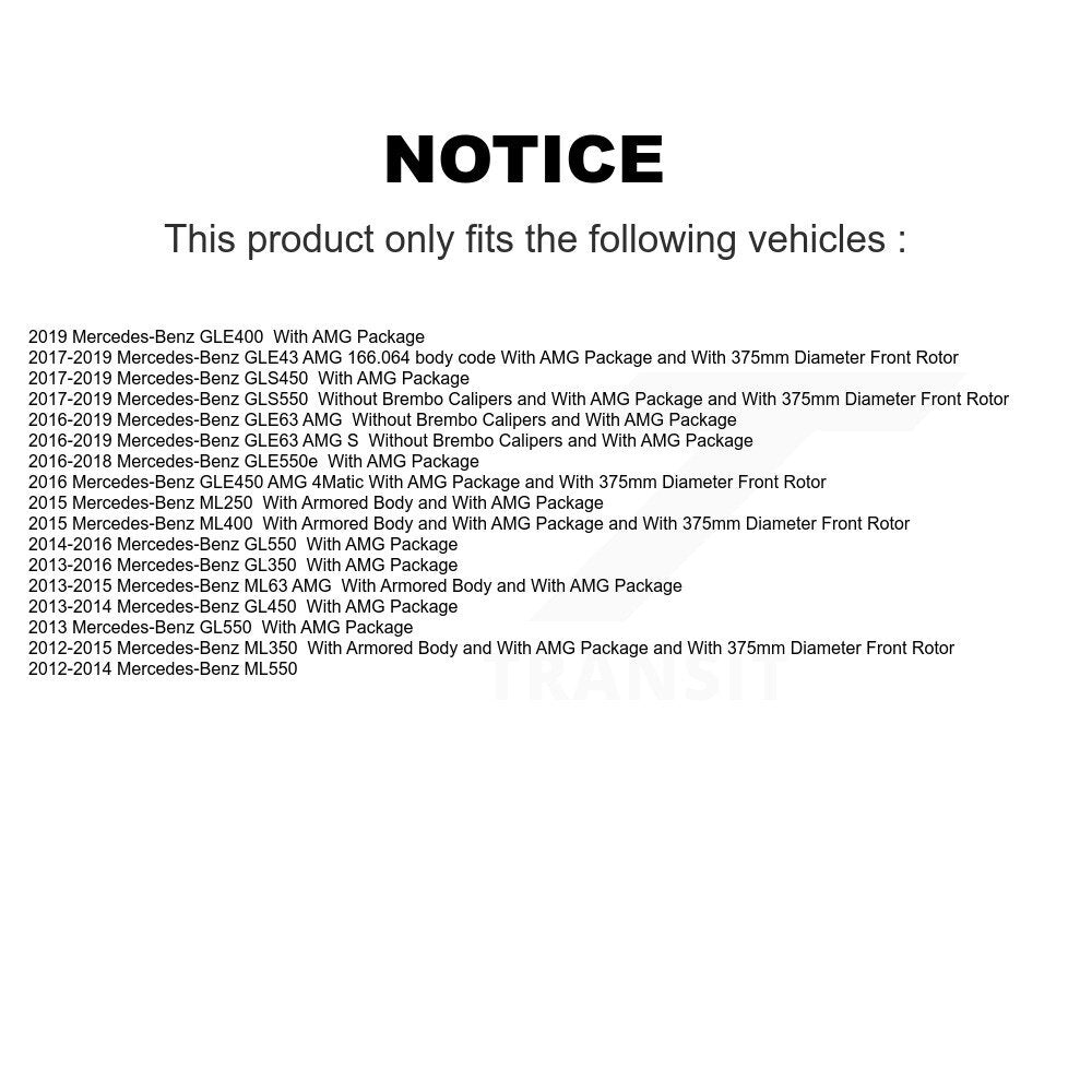[Avant] Kit de disque (revêtu) de frein pour Mercedes-Benz ML350 GLS450 GL450 GLE43 AMG GL550 GLS550 GL350 GLE450 GLE400 GLE63 S ML400 ML550 ML250 ML63 GLE550e KG-101715