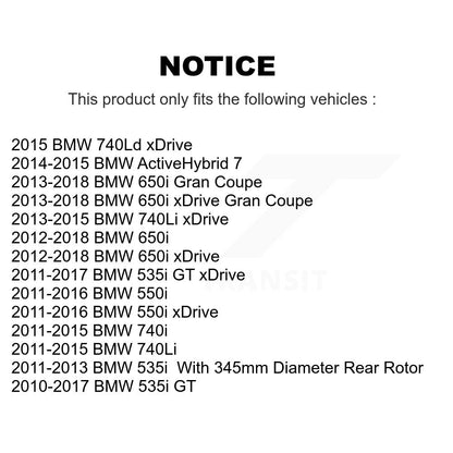 [Avant + Arrière] Kit de disque (revêtu) de frein pour BMW 535i 550i xDrive 650i 740Li 740i GT Gran Coupe 740Ld ActiveHybrid 7 KG-101724
