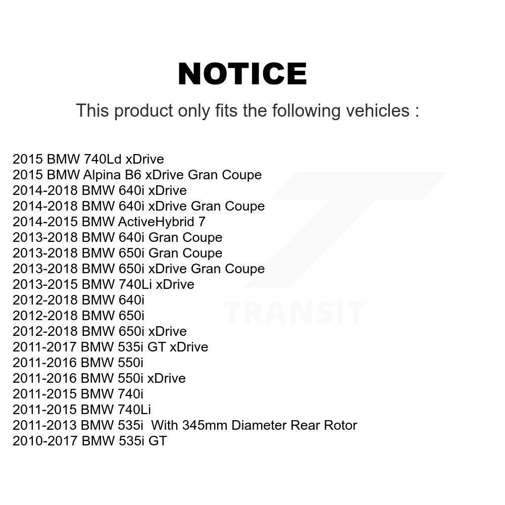 [Arrière] Kit de disque (revêtu) de frein pour BMW 535i 550i xDrive 650i 640i 740Li 740i Gran Coupe GT 740Ld Alpina B6 ActiveHybrid 7 KG-101732