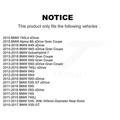 [Arrière] Kit de disque (revêtu) de frein pour BMW 535i 550i xDrive 650i 640i 740Li 740i Gran Coupe GT 740Ld Alpina B6 ActiveHybrid 7 KG-101732