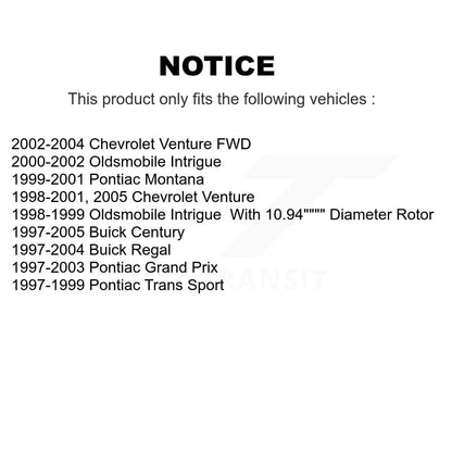 [Avant + Arrière] Kit de disque (revêtu) de frein pour Buick Century Pontiac Grand Prix Chevrolet Venture Regal Oldsmobile Intrigue Montana Trans Sport KG-101735