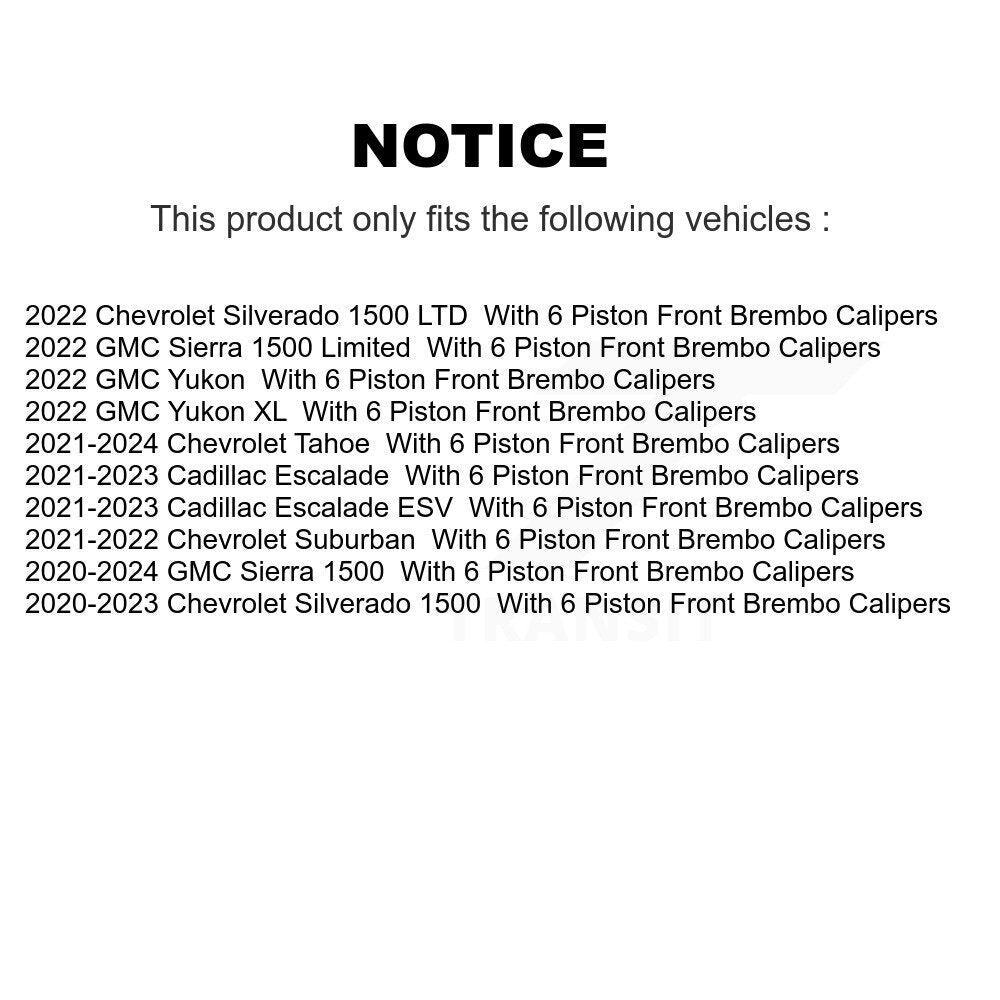 [Avant et Arrière] Disque de frein pour GMC Sierra 1500 Chevrolet Silverado Tahoe Limited LTD KG-101918