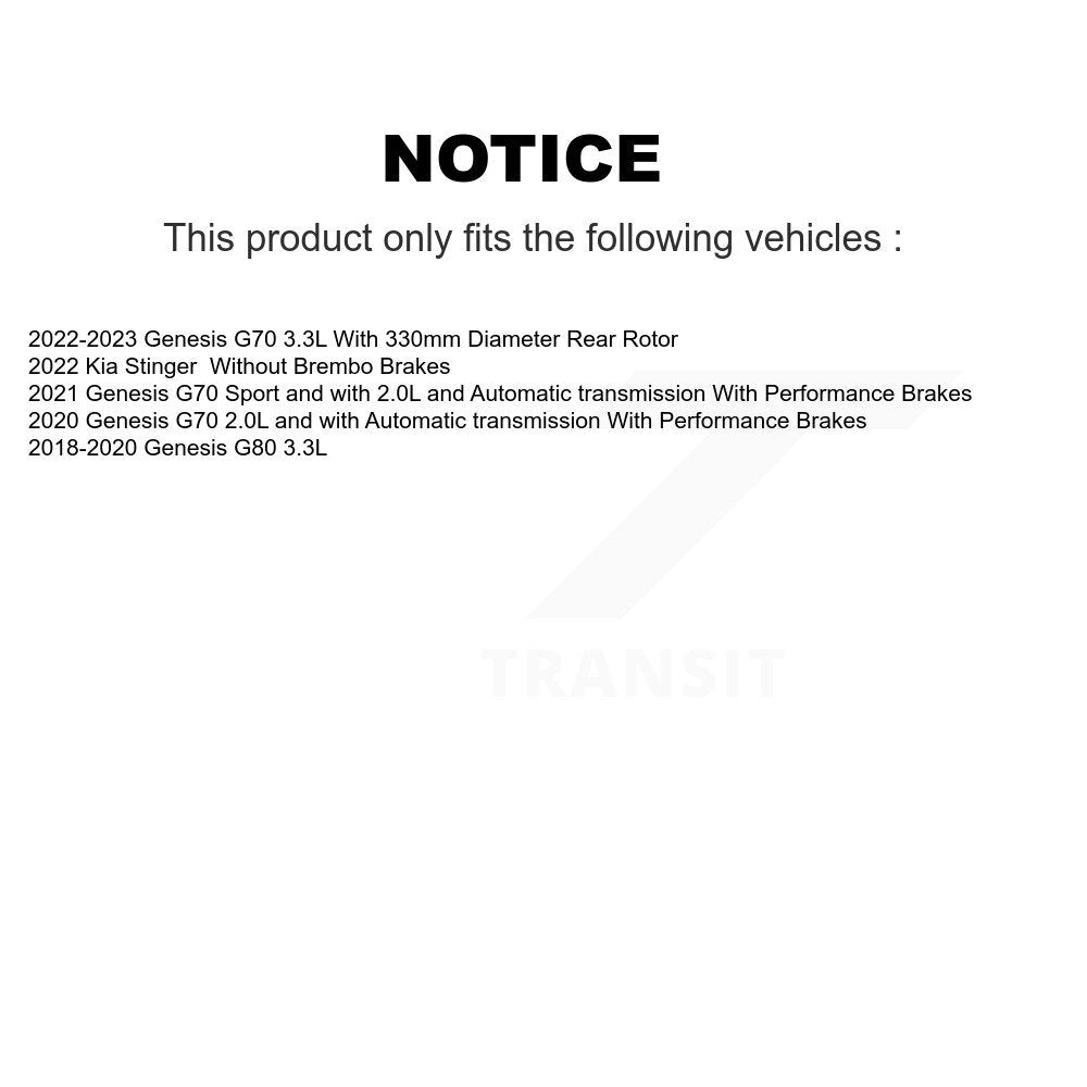 [Arrière] Disque de frein pour Genesis G70 Kia Stinger G80 KG-102013