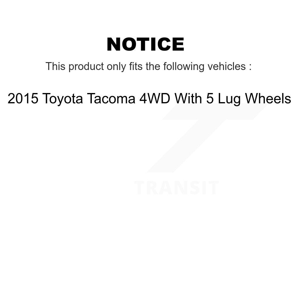 [Avant et Arrière] Ensemble disque de frein à disque et moyeu pour 2015 Toyota Tacoma 4WD With 5 Lug Wheels KG-102037