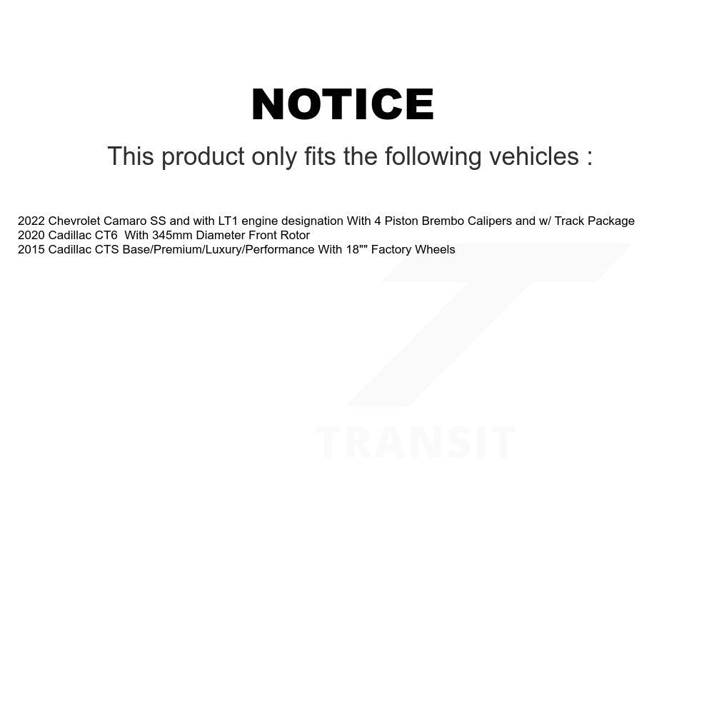 [Avant] Kit de disque (revêtu) et plaquette (céramique) de frein pour Cadillac CTS CT6 Chevrolet Camaro KGC-100051