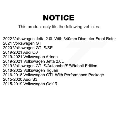 [Avant] Kit de disque (revêtu) et plaquette (céramique) de frein pour Volkswagen Tiguan Jetta GTI Audi Golf R S3 Q3 Arteon KGC-100063