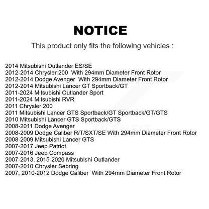[Avant] Kit de disque (revêtu) et plaquette (céramique) de frein pour Jeep Dodge Patriot Mitsubishi Chrysler Compass Avenger 200 Caliber Outlander Sport Sebring Lancer RVR KGC-100151