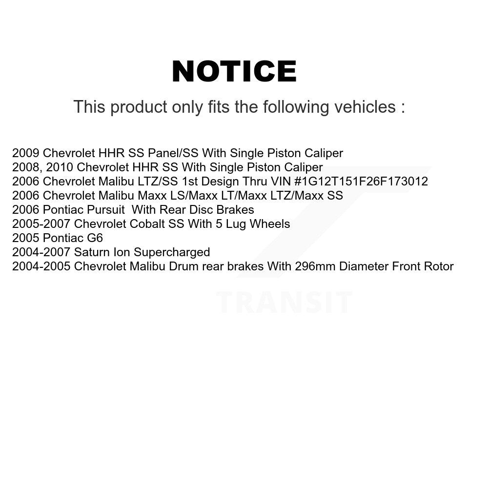[Avant] Kit de disque (revêtu) et plaquette (céramique) de frein pour Chevrolet Cobalt Malibu Saturn Ion HHR Pontiac G6 Pursuit KGC-100188