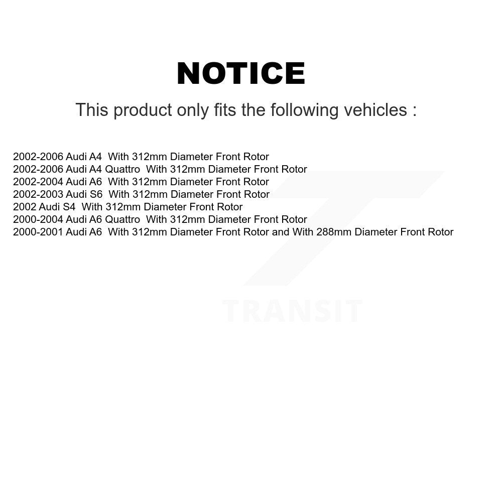 [Avant] Kit de disque (revêtu) et plaquette (céramique) de frein pour Audi A4 Quattro A6 S4 S6 avec 312mm Diameter Rotor KGC-100545
